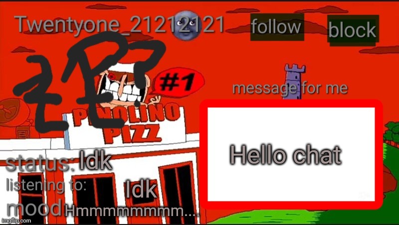 Hello chat | Hello chat; Idk; Idk; Hmmmmmmmm.... | image tagged in twentyone annoucment temp | made w/ Imgflip meme maker
