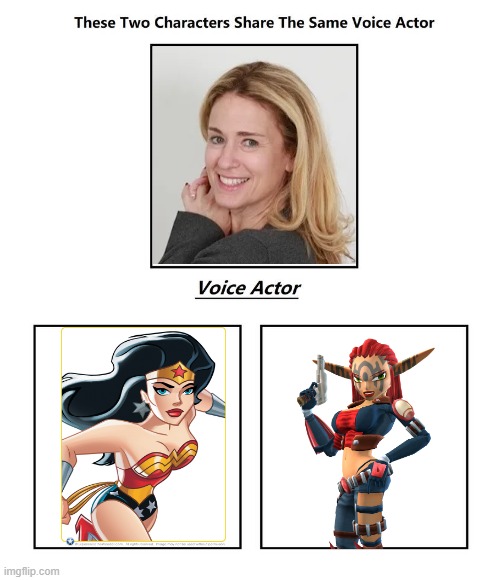 Susan Eisenberg | image tagged in same voice actor,susan eisenberg,wonder woman,jak and daxter,dc comics,playstation | made w/ Imgflip meme maker