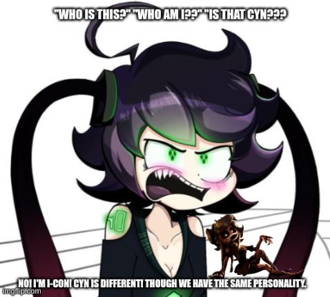 Internecion Cube's I-c0n and Murder Drones' Cynessa... They are different! | image tagged in murder drones,memes,it's big brain time,smg4,glitch | made w/ Imgflip meme maker