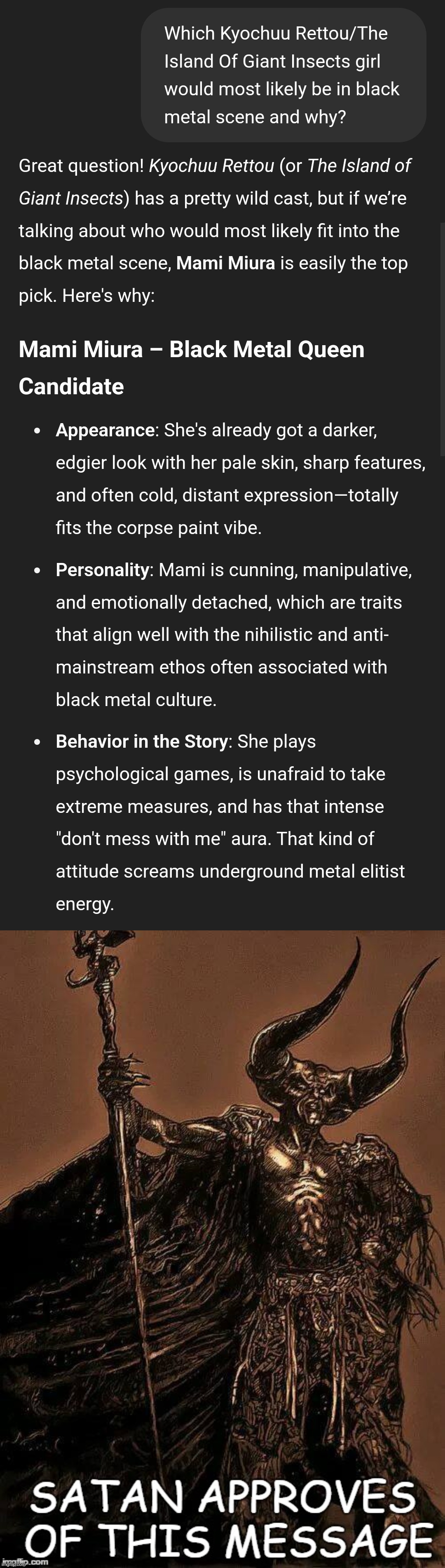 Mami Miura is kvlt | made w/ Imgflip meme maker