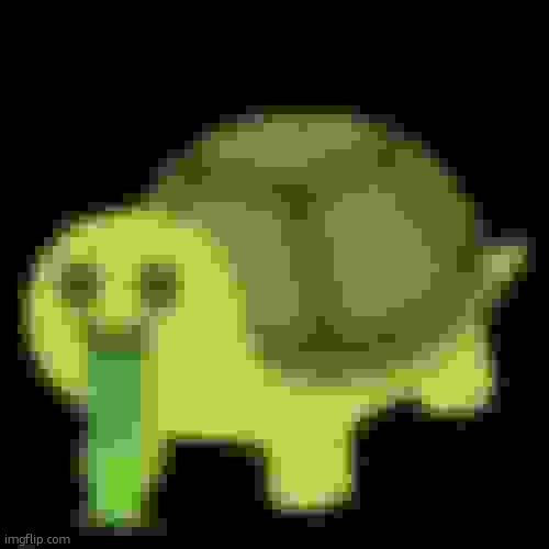 the quality got worse | image tagged in low quality barfing turtle | made w/ Imgflip meme maker