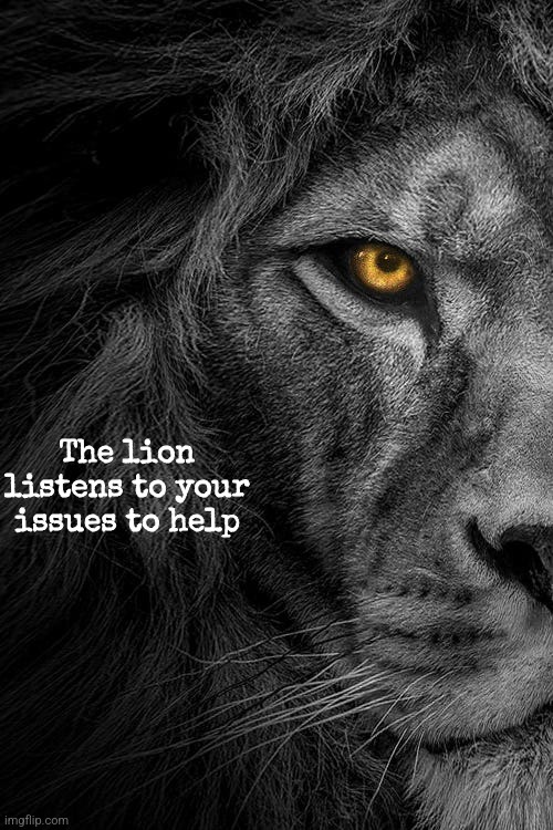 The lion listens to your issues to help | made w/ Imgflip meme maker
