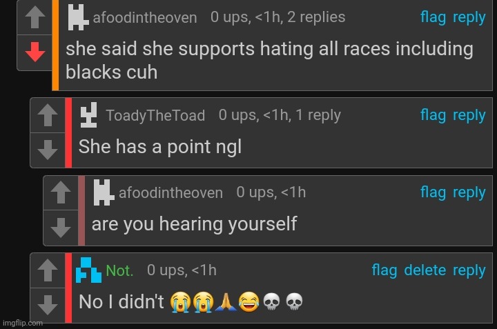 Lmao I just jokingly replied to someone saying "yeah I hate everyone equally too" and I said EVERYONE equally in the joke | made w/ Imgflip meme maker