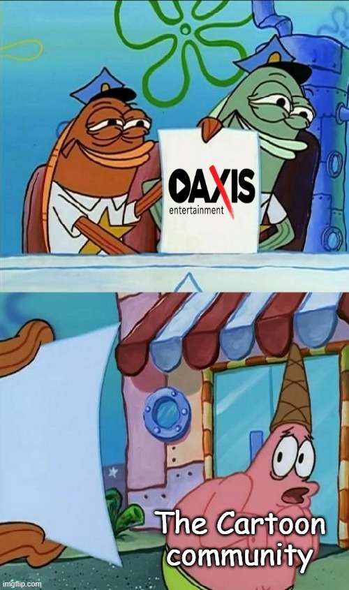 A Christan Netflix | The Cartoon community | image tagged in patrick scared,butch hartman,oaxis,nickelodeon,oaxis entertainment | made w/ Imgflip meme maker