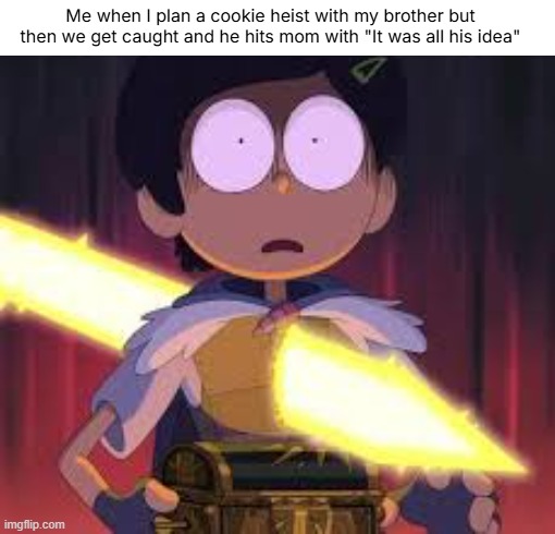 meme | Me when I plan a cookie heist with my brother but then we get caught and he hits mom with "It was all his idea" | image tagged in no tags | made w/ Imgflip meme maker