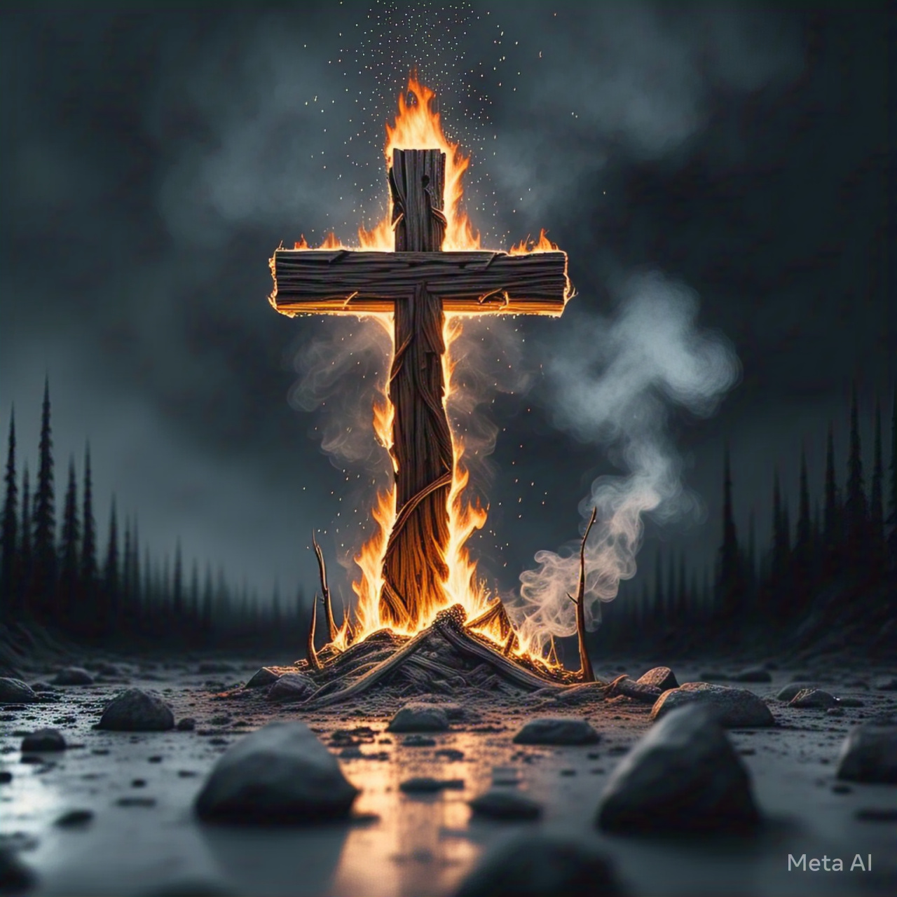 Burning cross Blank Meme Template
