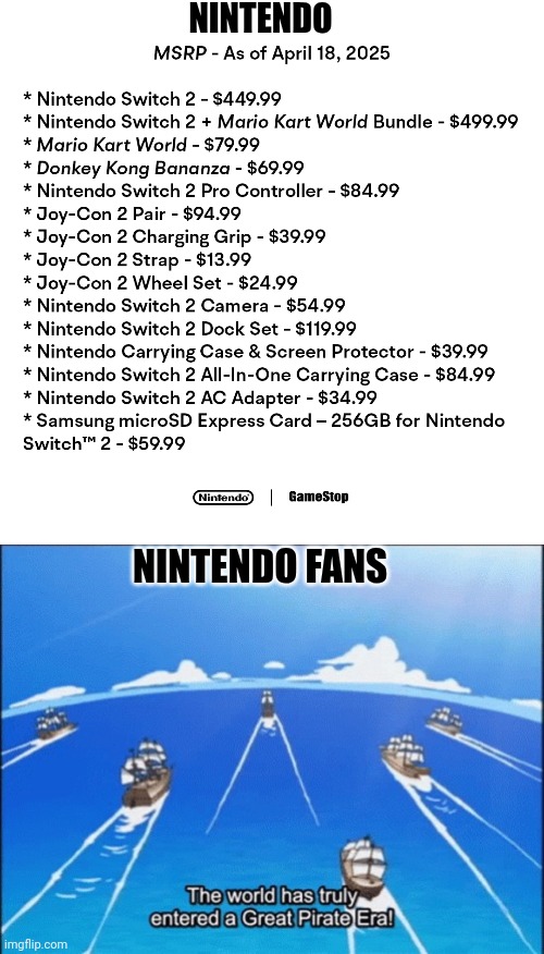 Switch 2 Piracy | NINTENDO; NINTENDO FANS | image tagged in great pirate era,nintendo | made w/ Imgflip meme maker