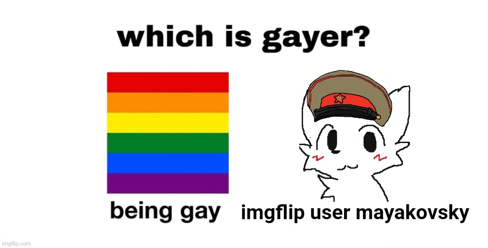 Which Is Gayer? | imgflip user mayakovsky | image tagged in which is gayer | made w/ Imgflip meme maker