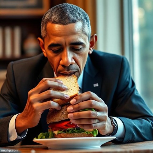 god is good. heres obama eating a sandwich | made w/ Imgflip meme maker