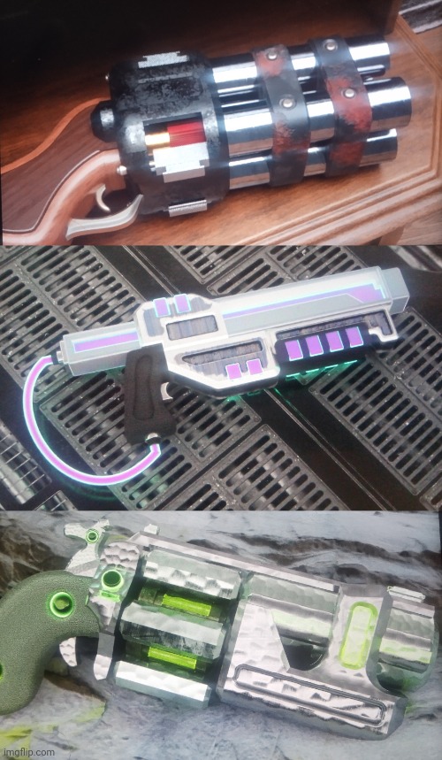 Quad-Barrel Shotgun, Vortex Beater & Venus Magnum -- IRL Terraria 3D Models (models by NARKdesign on YT) | image tagged in terraria,video games,models,cool,artwork | made w/ Imgflip meme maker