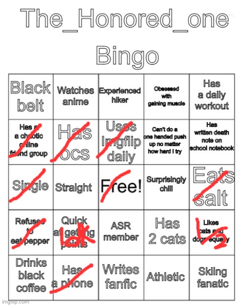 The_Honored_One bingo | image tagged in the_honored_one bingo | made w/ Imgflip meme maker