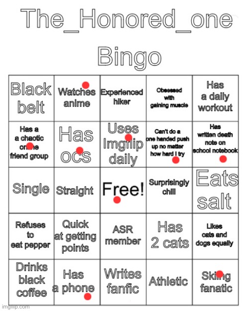 I don’t have much in common with this person but I got a bingo | image tagged in the_honored_one bingo | made w/ Imgflip meme maker