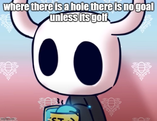 bollow knight | where there is a hole there is no goal
unless its golf | image tagged in bollow knight | made w/ Imgflip meme maker