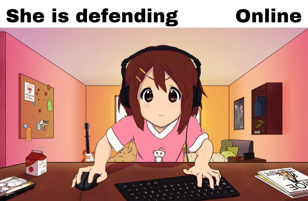 High Quality she is defending *blank* online Blank Meme Template