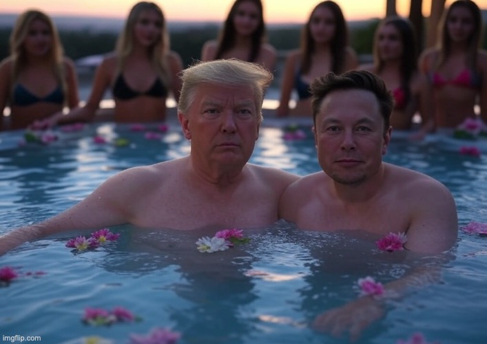 Me n vro with the fine shyts we pulled | image tagged in donald trump elon musk elonald hot tub girls | made w/ Imgflip meme maker