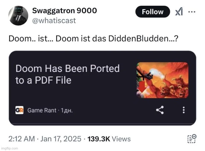 Doom ist das diddenbludden | made w/ Imgflip meme maker