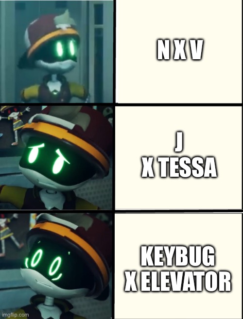yes this is a real ship, it’s a joke tho (i hope) | N X V; J X TESSA; KEYBUG X ELEVATOR | image tagged in thad's fright level | made w/ Imgflip meme maker
