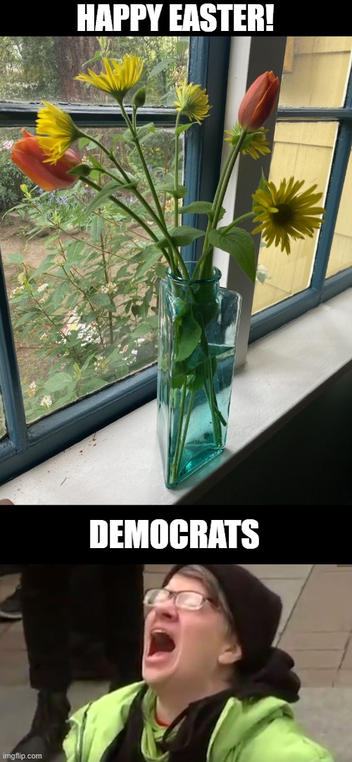 HAPPY EASTER! DEMOCRATS | image tagged in screaming liberal | made w/ Imgflip meme maker