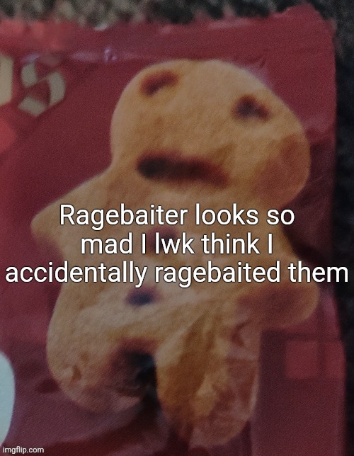 Cookie | Ragebaiter looks so mad I lwk think I accidentally ragebaited them | image tagged in cookie | made w/ Imgflip meme maker