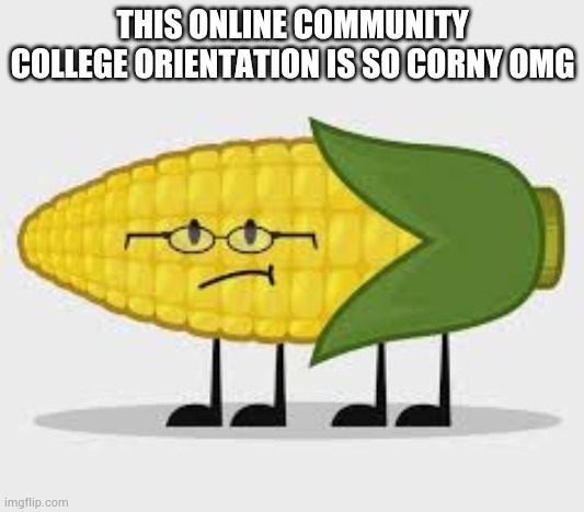 This is boring omga | THIS ONLINE COMMUNITY COLLEGE ORIENTATION IS SO CORNY OMG | made w/ Imgflip meme maker