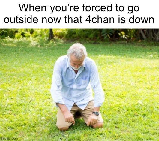 When you’re forced to go
outside now that 4chan is down | made w/ Imgflip meme maker