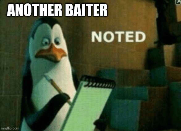 Noted | ANOTHER BAITER | image tagged in noted | made w/ Imgflip meme maker