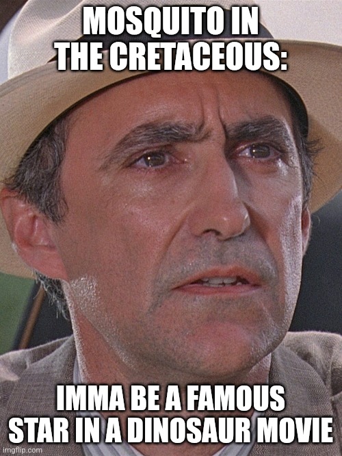 Imma be a famous star in a dinosaur movie | MOSQUITO IN THE CRETACEOUS:; IMMA BE A FAMOUS STAR IN A DINOSAUR MOVIE | image tagged in donald gennaro,jurassic park,jpfan102504 | made w/ Imgflip meme maker