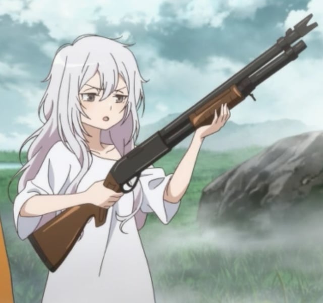 Anime girl with shotgun Blank Meme Template