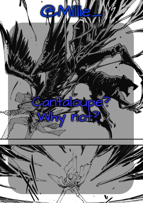 Millie's Vergil Divide's himself DMC announcement template | Cantaloupe? Why not? | image tagged in millie's vergil divide's himself dmc announcement template | made w/ Imgflip meme maker