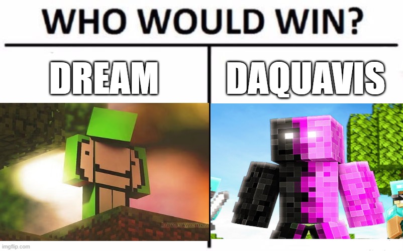 Who Would Win? Meme | DREAM; DAQUAVIS | image tagged in memes,who would win | made w/ Imgflip meme maker