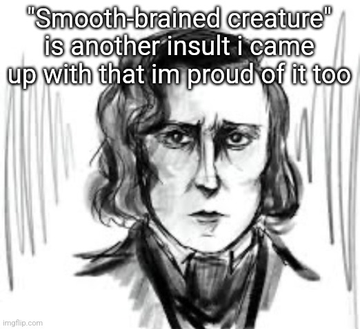 Yet another Chopin template ough | "Smooth-brained creature" is another insult i came up with that im proud of it too | image tagged in yet another chopin template ough | made w/ Imgflip meme maker