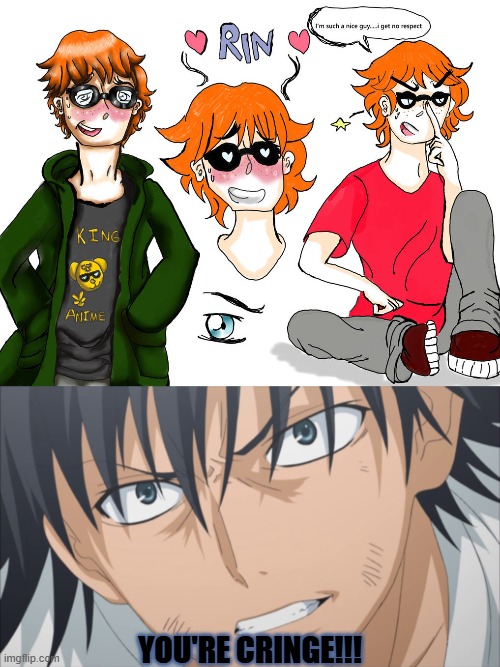 Touma cringes at rin | YOU'RE CRINGE!!! | image tagged in spongebob,a certain magical index | made w/ Imgflip meme maker