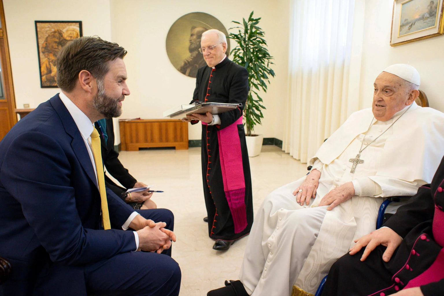 Awkward JD Vance and Pope Francis Blank Meme Template