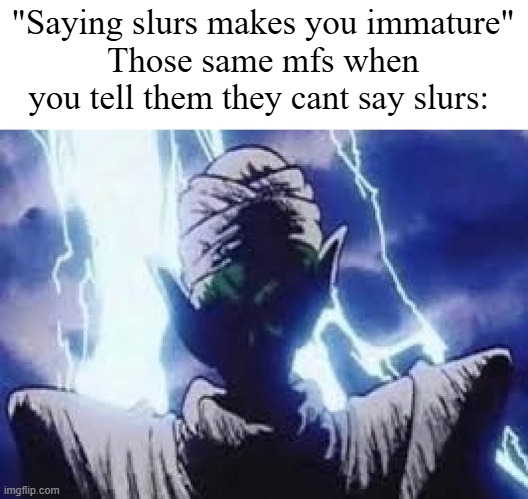 "Saying slurs makes you immature"
Those same mfs when you tell them they cant say slurs: | made w/ Imgflip meme maker