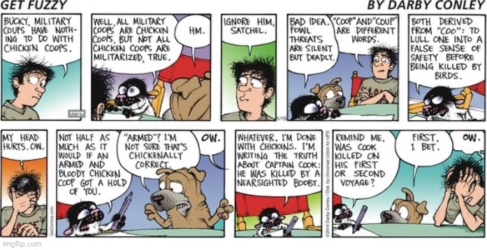 image tagged in comics,get fuzzy,coups and coops,cat,dog | made w/ Imgflip meme maker