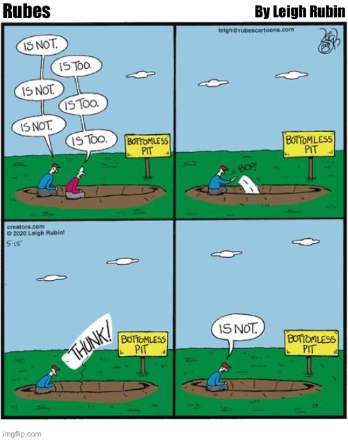Rubes; By Leigh Rubin | image tagged in comics,rubes,bottomless pit,murder,splattered cadaver | made w/ Imgflip meme maker