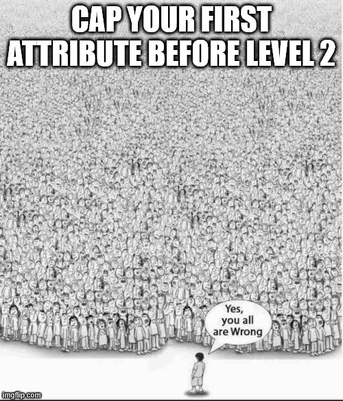 Yes, you are all wrong | CAP YOUR FIRST ATTRIBUTE BEFORE LEVEL 2 | image tagged in yes you are all wrong | made w/ Imgflip meme maker
