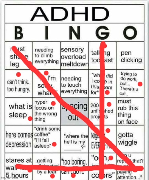 hi I'm new to this stream, first post here! | image tagged in adhd bingo,adhd,uhh,i'm the dumbest man alive,idk | made w/ Imgflip meme maker