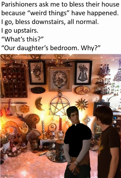 Yeahhhh don't have demonic and occult objects in your home, please. | made w/ Imgflip meme maker