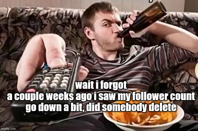 prolly an alt but idk | wait i forgot
a couple weeks ago i saw my follower count go down a bit, did somebody delete | image tagged in entertainment | made w/ Imgflip meme maker