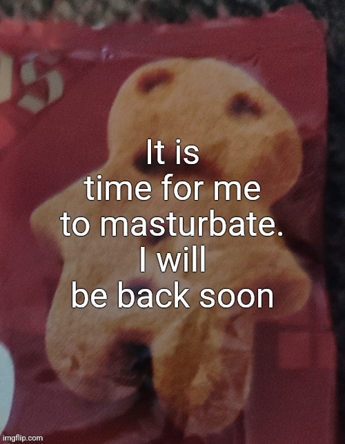 Cookie | It is time for me to masturbate. I will be back soon | image tagged in cookie | made w/ Imgflip meme maker