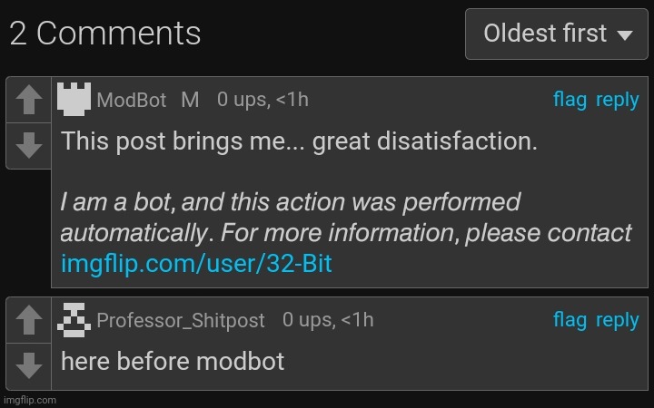 modbot | image tagged in comments | made w/ Imgflip meme maker