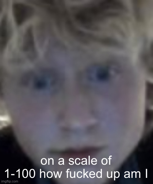 zetastar (real) | on a scale of 1-100 how fucked up am I | image tagged in zetastar real | made w/ Imgflip meme maker