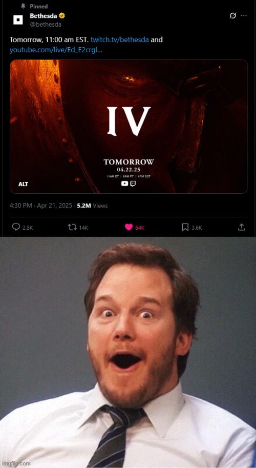 My body is ready. | image tagged in excited,the elder scrolls,oblivion,oblivion remastered,lets go | made w/ Imgflip meme maker