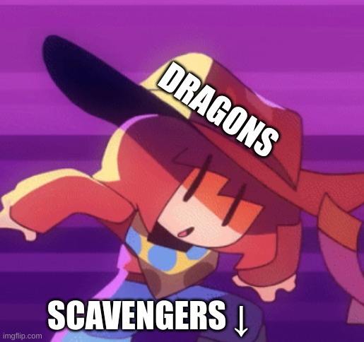 SCAVENGER got squished | DRAGONS; SCAVENGERS ↓ | image tagged in squish,before book 11,wof,wings of fire,scavenger | made w/ Imgflip meme maker