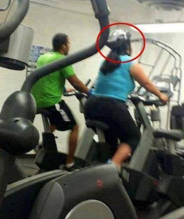 High Quality Helmet at gym girl Blank Meme Template