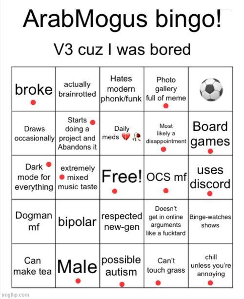 image tagged in arabmogus bingo v3 | made w/ Imgflip meme maker