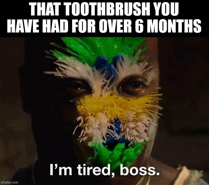 Replace that toothbrush | THAT TOOTHBRUSH YOU HAVE HAD FOR OVER 6 MONTHS | image tagged in toothbrush | made w/ Imgflip meme maker