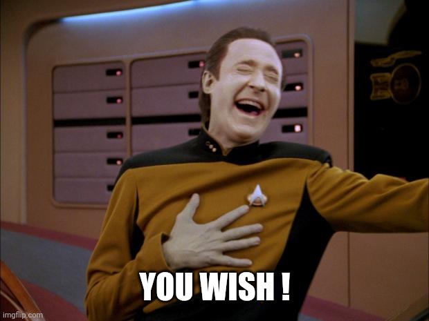 laughing Data | YOU WISH ! | image tagged in laughing data | made w/ Imgflip meme maker