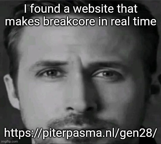 I found a website that makes breakcore in real time; https://piterpasma.nl/gen28/ | made w/ Imgflip meme maker